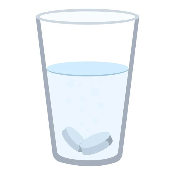 Glas met aspirine icoon, cartoon stijl — Stockvector