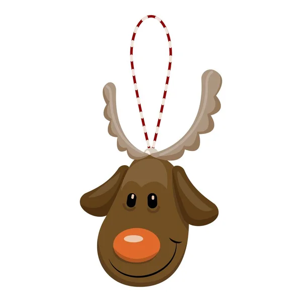 Deer toy christmas icon, cartoon style — Stock Vector