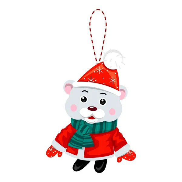 Christmas bear icon, cartoon style — Stock Vector