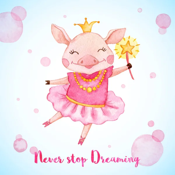Greeting Card Cute Ballerina Pig Tutu Pointes 2019 Chinese New — Stock Photo, Image