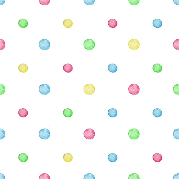 Watercolor Polka Dot Seamless Pattern Isolated White Background Design Element — Stock Photo, Image