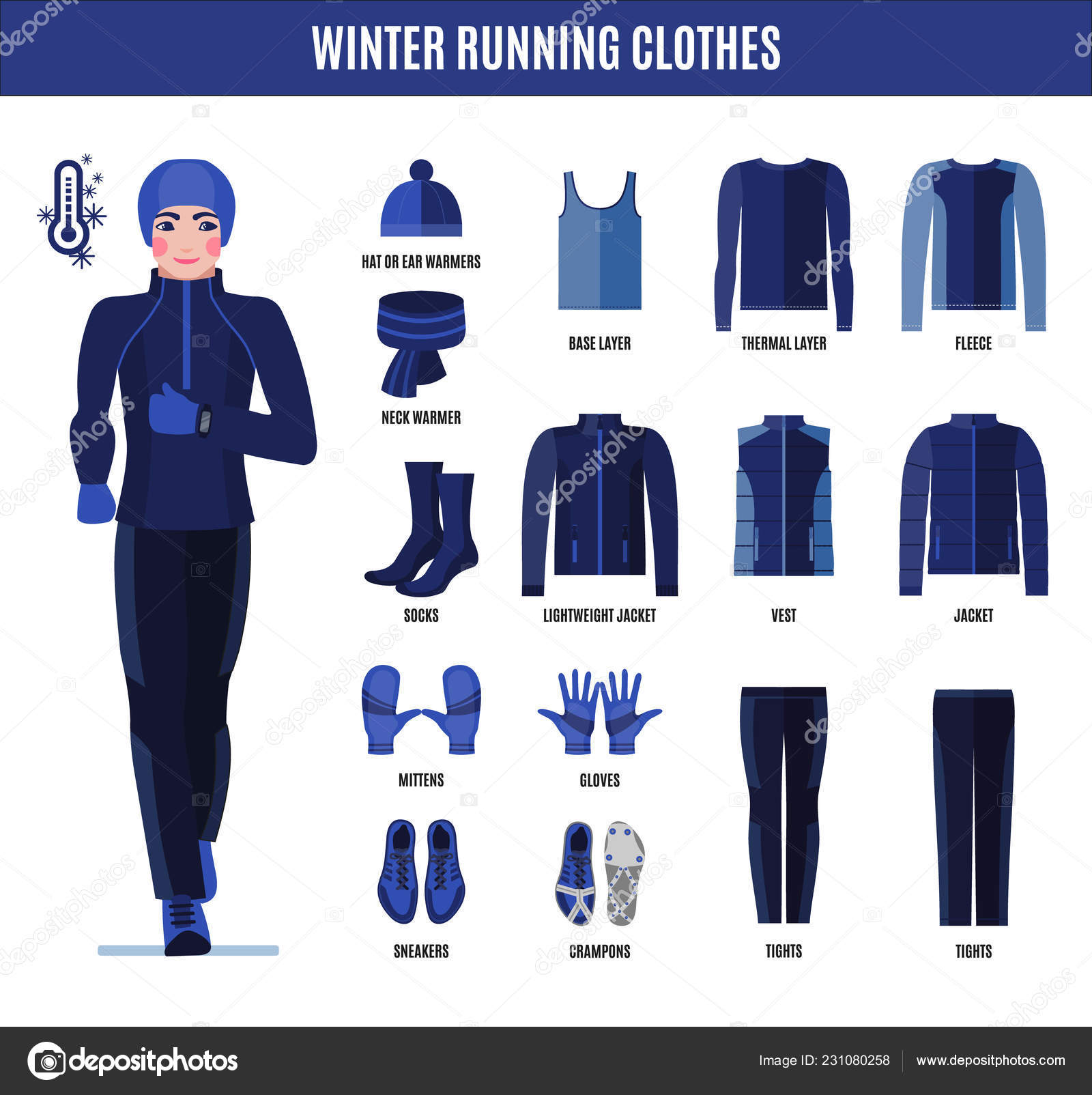 Winter Running Clothes Set Man Flat Style Isolated White Background Stock  Vector by ©7romawka7 231080258