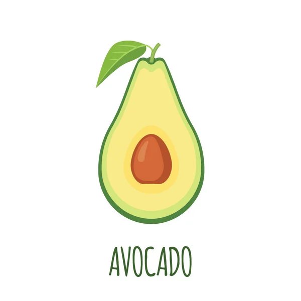 Mitad Aguacate Estilo Plano Aislado Sobre Fondo Blanco Icono Comida — Archivo Imágenes Vectoriales