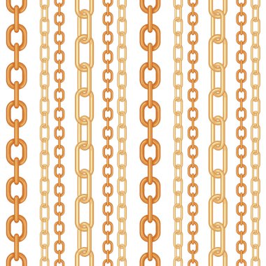 Beyaz arka plan üzerinde izole altın zinciri takı seamless modeli. Tekstil, kumaş, duvar kağıdı veya vb için tasarım öğesi. Vektör çizim.