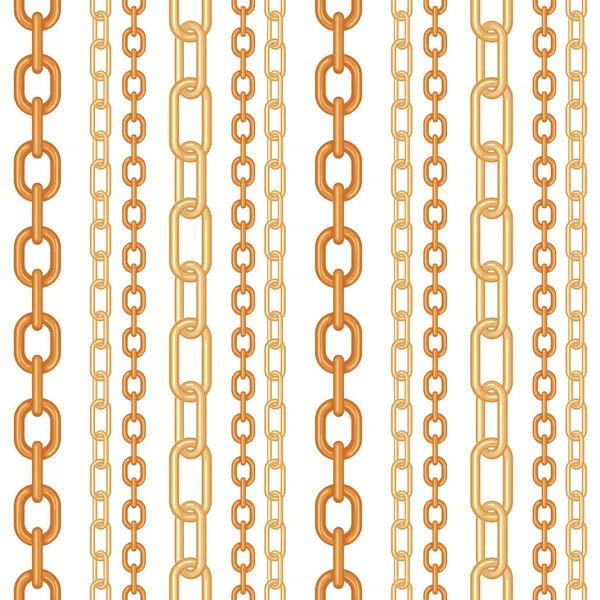 Gold Chain Jewelry Seamless Pattern Isolated White Background Design Element — Stock Vector