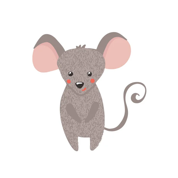 Carino Mouse Disegnato Mano Isolato Sfondo Bianco Animali Della Foresta — Vettoriale Stock