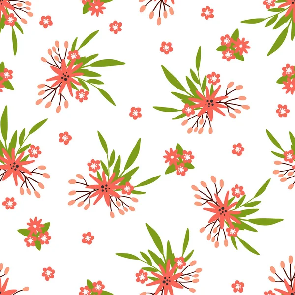 Lindo Patrón Floral Inconsútil Aislado Sobre Fondo Blanco Elemento Diseño — Vector de stock