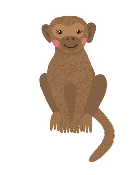 手描きのかわいい猿を白に分離. — ストックベクタ