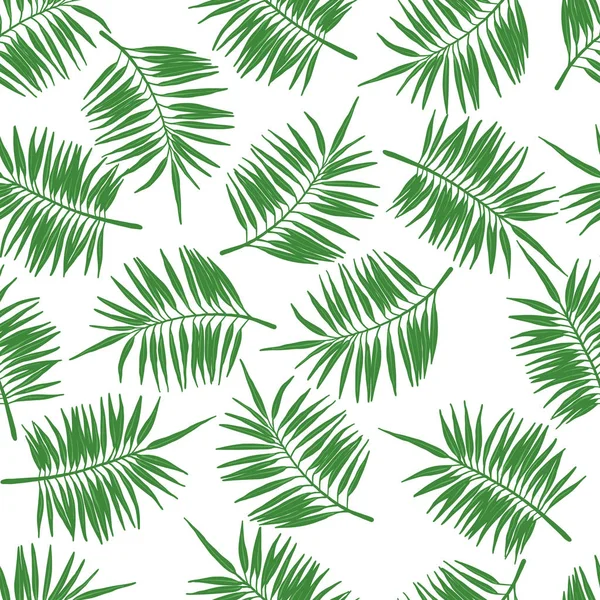 Tropical seamless pattern with green palm leaves. — Stock Vector