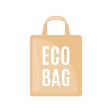 Düz tarzda Eko Çanta simgesi Beyaz izole.