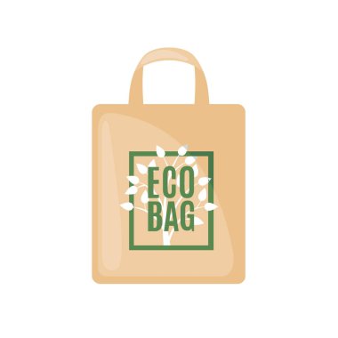 Düz tarzda Eko Çanta simgesi Beyaz izole.