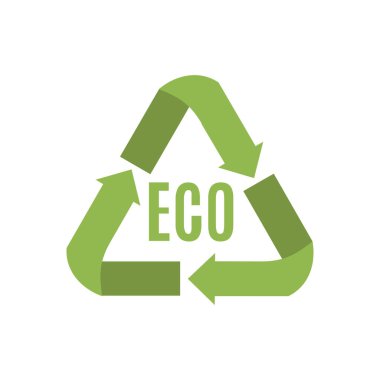 Geri dönüşüm sembolü simgesi beyaz arka plan üzerinde izole.