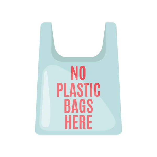 Скажи "нет" иконке пластикового пакета в плоском стиле . — стоковый вектор
