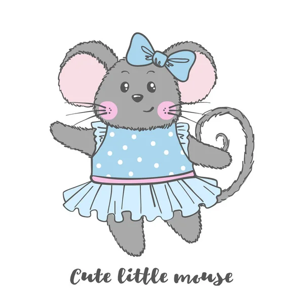 Carino personaggio vettoriale del mouse in abito blu . — Vettoriale Stock