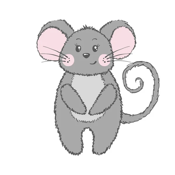 Leuke vector muis geïsoleerd op witte achtergrond. — Stockvector