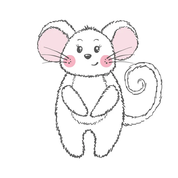 Carino mouse vettoriale isolato su sfondo bianco . — Vettoriale Stock