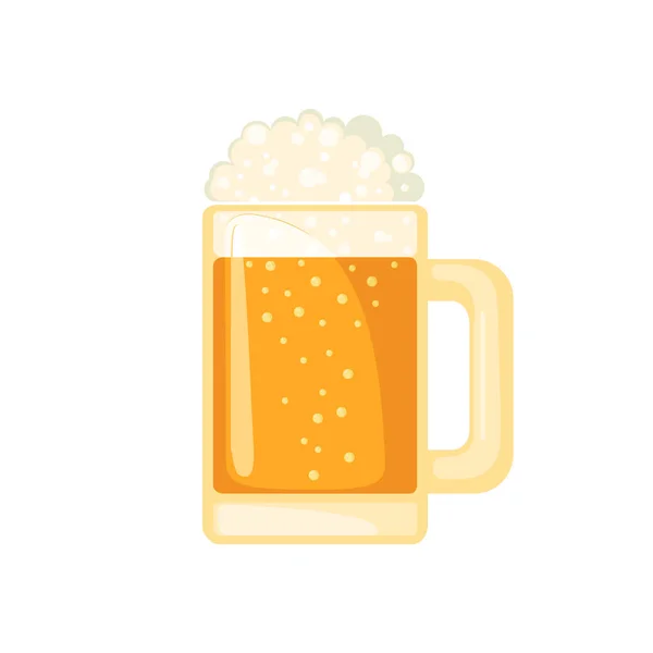 Taza de cerveza en estilo plano aislada sobre fondo blanco . — Vector de stock