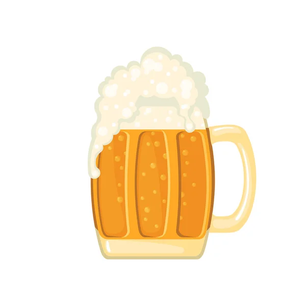 Taza de cerveza en estilo plano aislada sobre fondo blanco . — Vector de stock