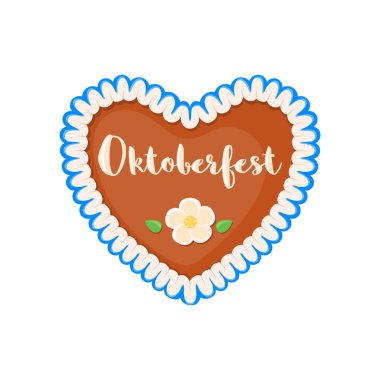 Düz tarzda geleneksel bavyera zencefilli kalp simgesi.