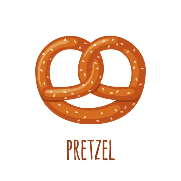 Pretzel icon in flat style isolated on white background. — Stock Vector