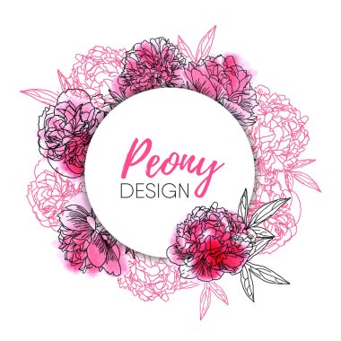 Beyaz izole suluboya şakayık ile Çiçek çerçeve.