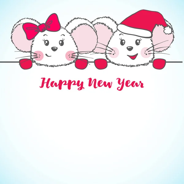 中国新年横幅与可爱的鼠标. — 图库矢量图片