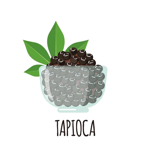 Tapioca icoon met cassave blad in platte stijl geïsoleerd op witte achtergrond. — Stockvector