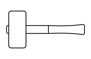 Beyaz arkaplanda izole edilmiş çekiç simgesi çizgisi. Marangoz aleti. Vektör illüstrasyonu.