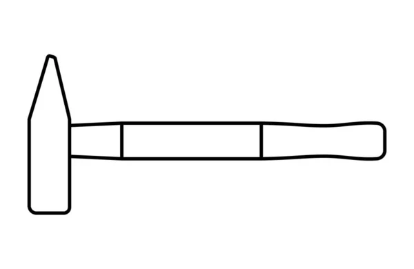 Hammer Icoon Lijn Kunst Stijl Geïsoleerd Witte Achtergrond Timmerman Gereedschap — Stockvector