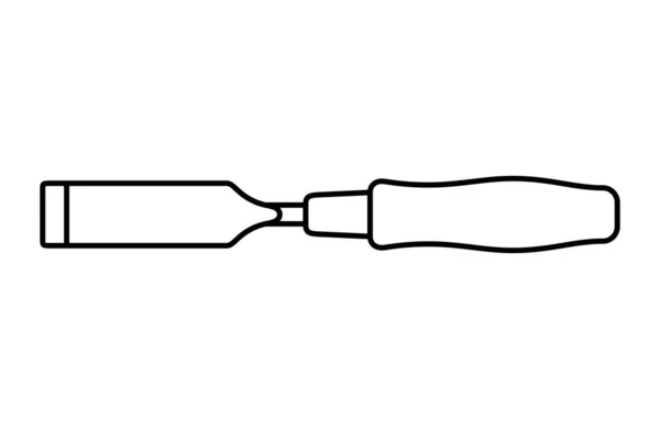 Beitel Pictogram Lijn Kunst Stijl Geïsoleerd Witte Achtergrond Timmerman Gereedschap — Stockvector