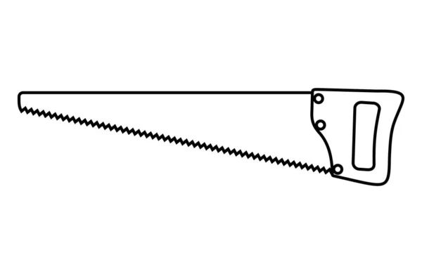 Hacksaw Icoon Lijn Kunst Stijl Geïsoleerd Witte Achtergrond Timmerman Gereedschap — Stockvector