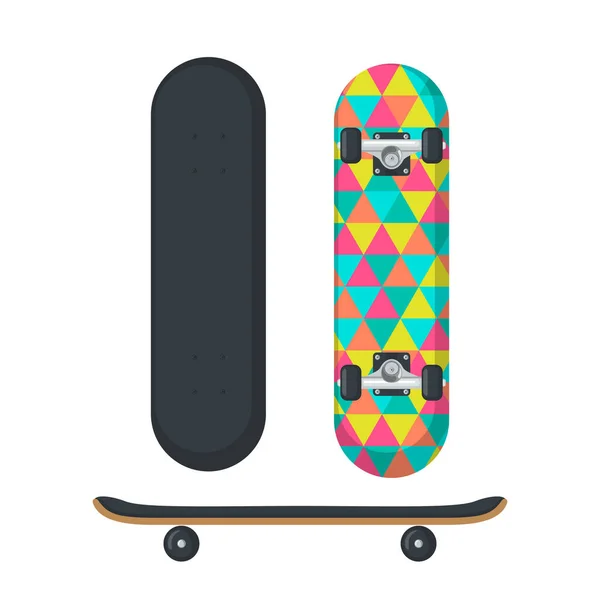 Skateboard Icon Flat Style Isolated White Background Top Side View — Stock Vector