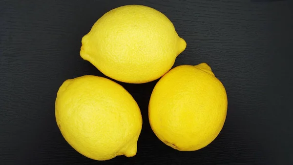 Fresh Lemons Black Background — Stock Photo, Image