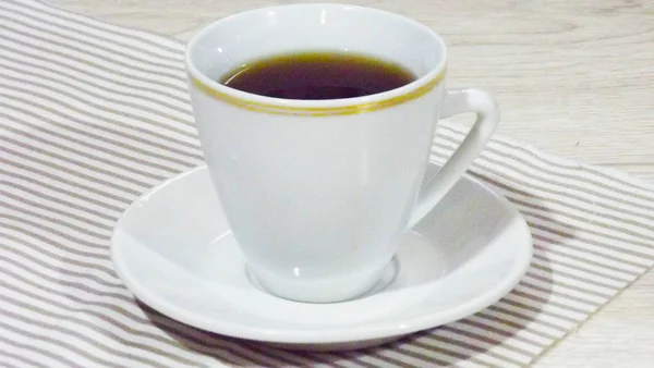Чашка Ароматного Чая Полосатой Салфетке — стоковое фото