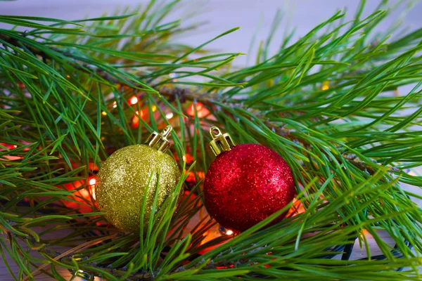 Christmas card.Christmas tree and lights garland.