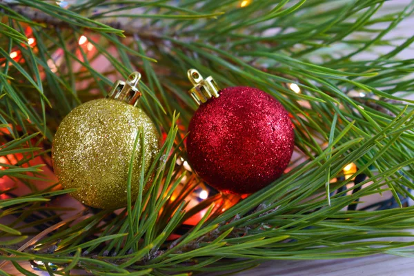 Christmas card.Christmas tree and lights garland.