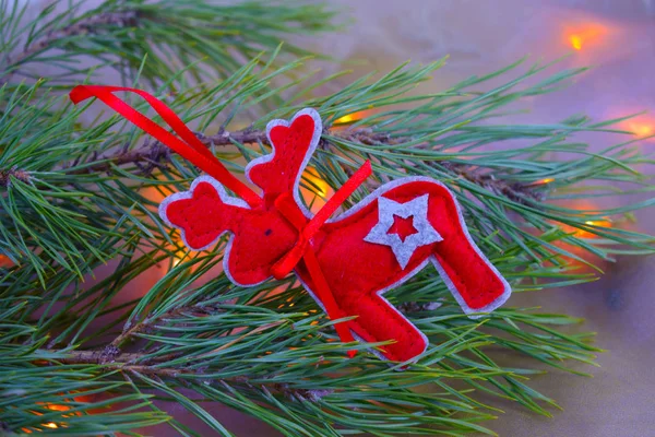 Christmas Card Christmas Toys Background Lights Garland — Stock Photo, Image