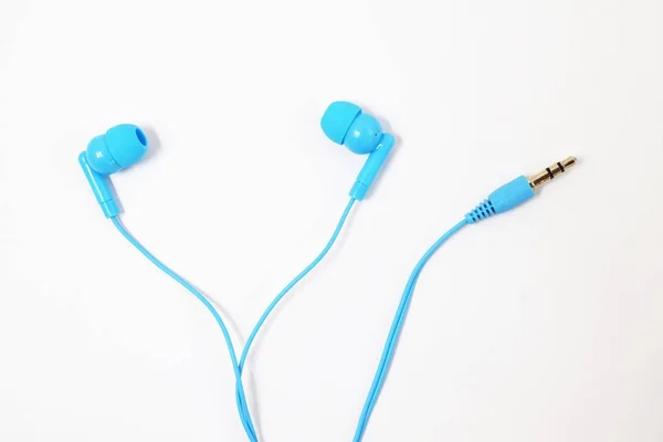 Kopfhörer Blau Auf Weißem Hintergrund — Stockfoto