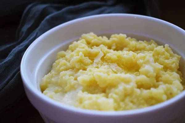Delizioso Porridge Miglio Piatto Bianco — Foto Stock
