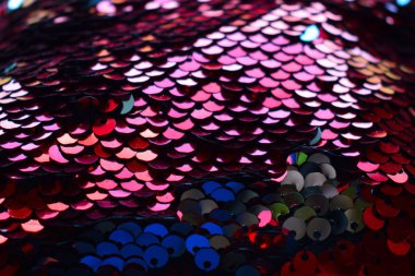 Doku arka plan dizileri çok renkli. Canlı mercan rengi 2019 konsepti, ışıltılı payetli tekstil.