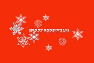 Noel kartı. Kırmızı arka planda taneler..