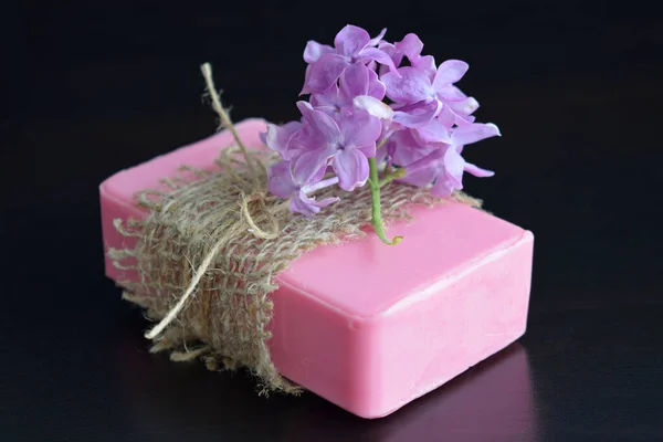 Cosmetic Soap Light Lilac Scent Designed Washing Hands Body — Stock Photo, Image