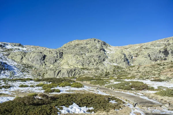 Gyalogjárda Penalara Lagúna Önkormányzat Rascafria Guadarrama Mountains Nemzeti Park Tartomány — Stock Fotó