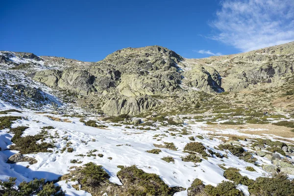 Caminhantes Rota Caminhada Para Laguna Grande Penalara Lagoa Penalara Rascafria — Fotografia de Stock