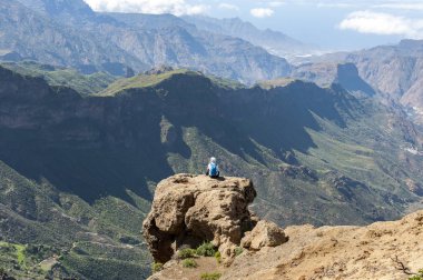 Turistler Nublo kırsal Park, Gran Canaria ada, Tejeda, Kanarya Adaları, İspanya, üzerinde 18 Şubat 2017 iç