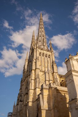 Bordeaux 'daki Saint Andrew Katedrali' nin manzarası. Fransa Ulusal Anıtı.