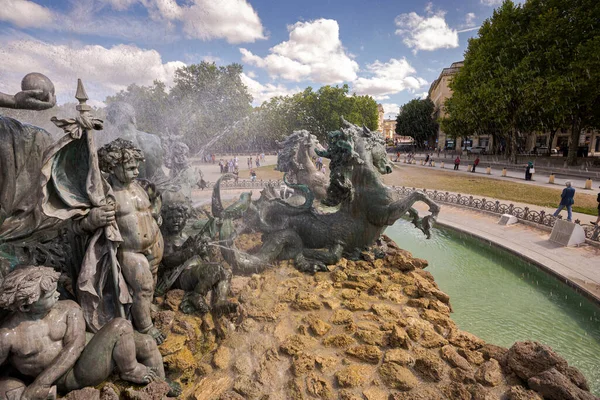 Bordeaux Francia Agosto 2017 Particolare Della Fontana Del Monumento Aux — Foto Stock