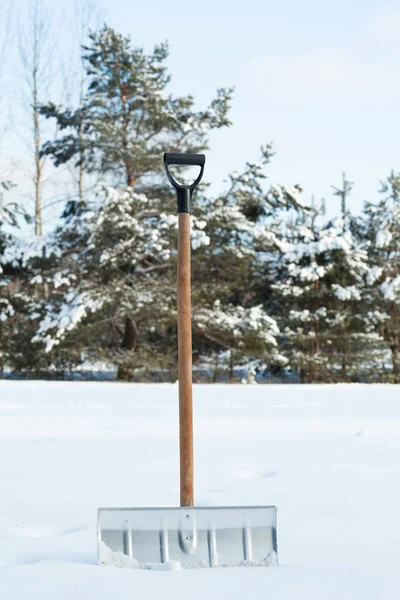 Closeup Shovel Snow Removal — Stock Photo, Image