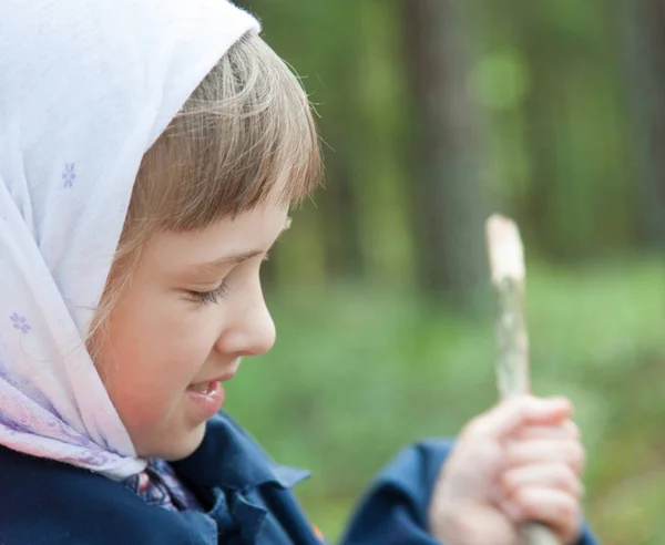 Beautiful Little Girl Playing Outdoors — Stock Photo, Image