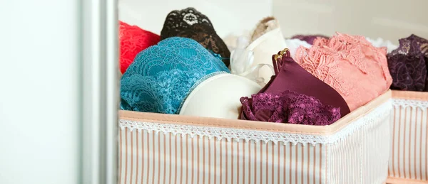 Beautiful Lacy Underwear Stored Cases Wardrobe — Stock Photo, Image